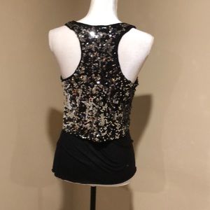 Topia Tops - Women’s S/M black & silver sequined razor back* Topia Tops - Women’s S/M black & silver sequined razor back*
